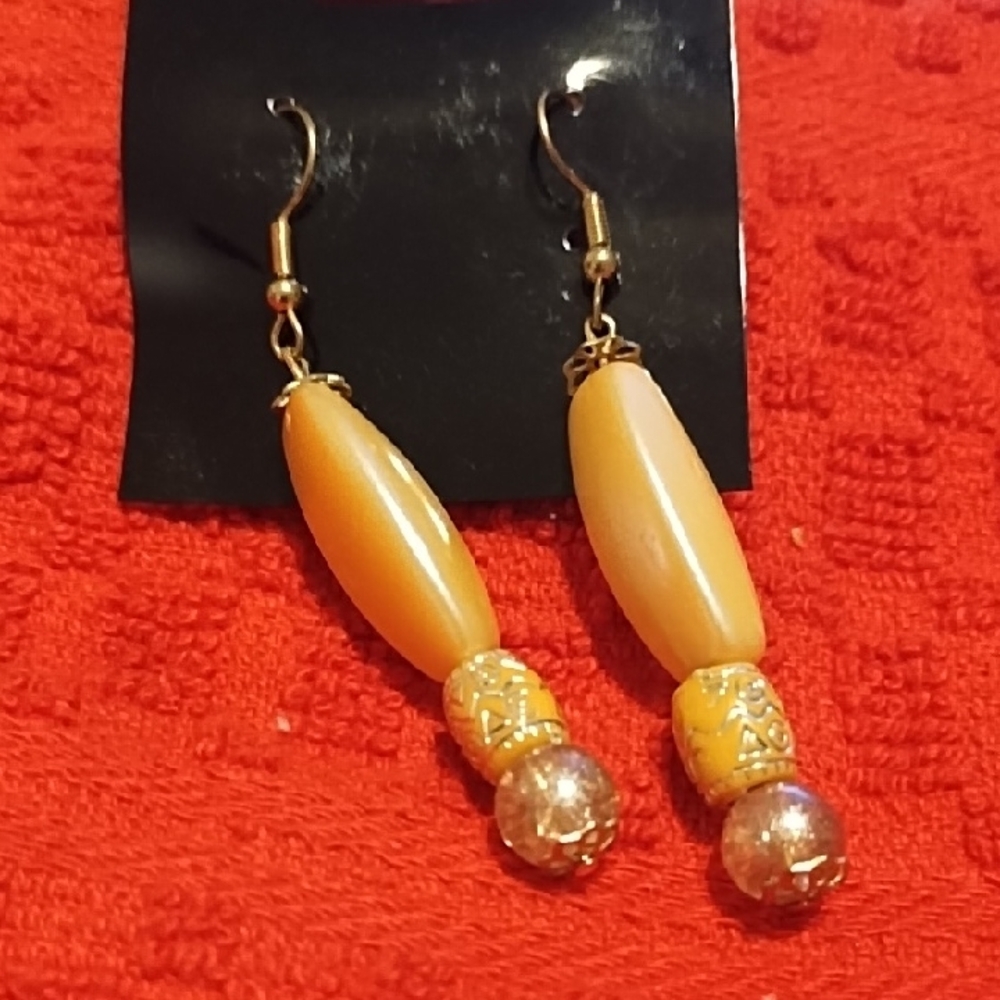 Elegant Gold and Yellow Dangle Earrings